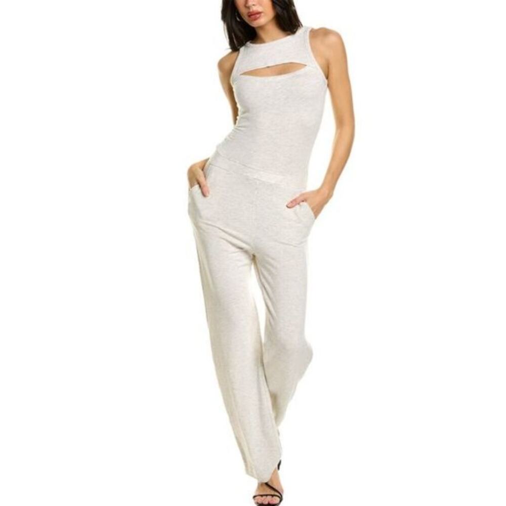 Monrow Supersoft Peekaboo Dress In Ash With Keyhole Chest Jumpsuit Women's Small